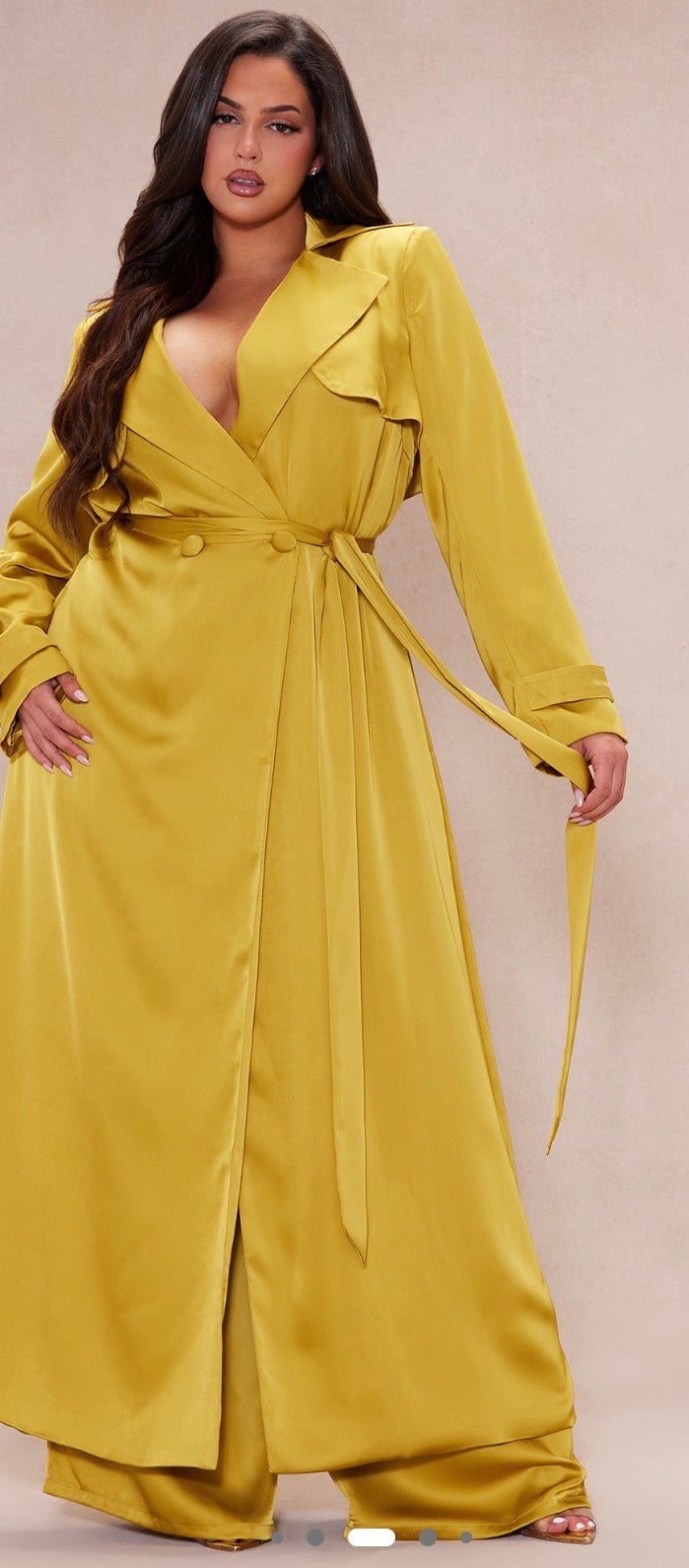 SATIN SILK TRENCH COAT SET