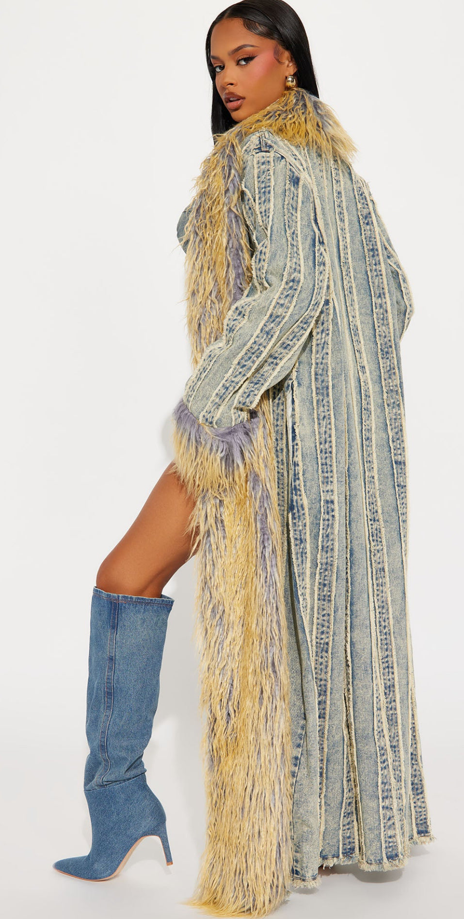 Denim Fur Trench🔥🔥🔥