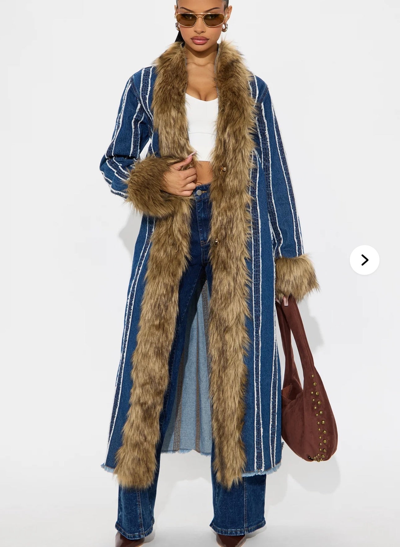 Denim long trench coat